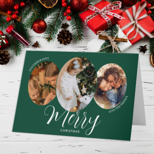 3 Foto Frohe Weihnachten Familie Dankeskarte