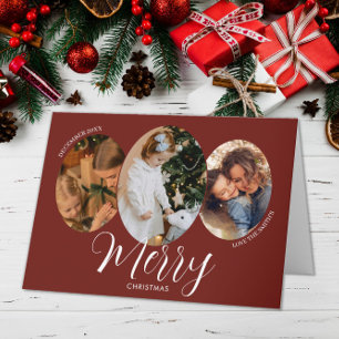 3 Foto Frohe Weihnachten Familie Dankeskarte