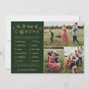 3 Foto Funny Zwölf Tage Corona Modernes Goldenes G Feiertagskarte