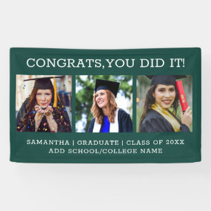 3 Foto Glückwunsch Graduate 2025 Abschluss Green Banner