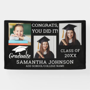 3 Foto Glückwunsch Graduate Class of 2025 Black Banner