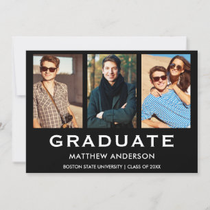 3 Foto Graduation Party Moderne Einladung