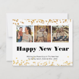 3 Foto Happy New Year Card Mitteilungskarte