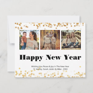 3 Foto Happy New Year Card Mitteilungskarte