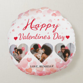 3 Foto Heart Collage Valentinstag Paar Rundes Kissen