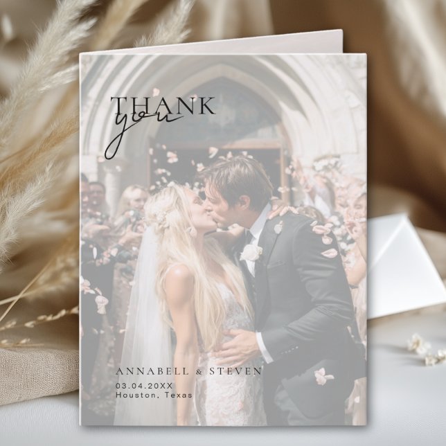3 Foto Hochzeit Dankeskarte (3 Photo Wedding Thank You Card)