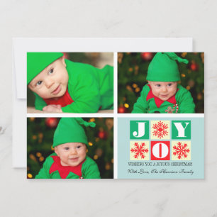 3 Foto Holiday Joy Snowflake Foto Feiertagskarte