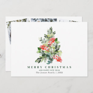 3 FOTO Holly Berry Christmas Tree Gruß Holida Feiertagskarte