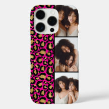 3 Foto Hot Pink und Gold Leopardenmuster