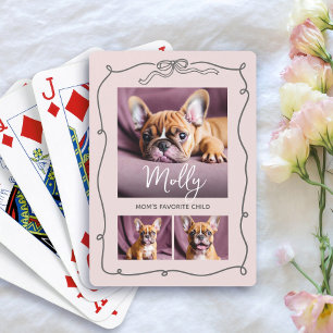 3 Foto Hund Doodles Mama Lieblingskind Rosa Spielkarten