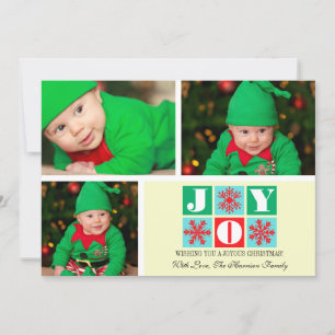 3 Foto Joy Snowflakes Holiday Foto Card Feiertagskarte