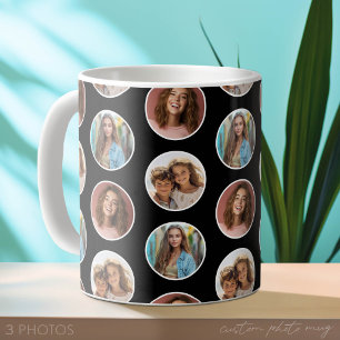 3 Foto-Kreis-Rand-Collage - Schwarz Weiß Kaffeetasse