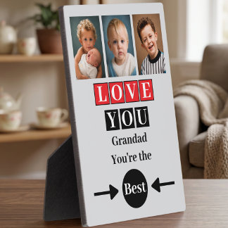 3 Foto Liebe dich Opa rot Fotoplatte