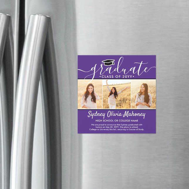 3 Foto Lila magnetischer Abschluss Ankündigung (Von Creator hochgeladen)