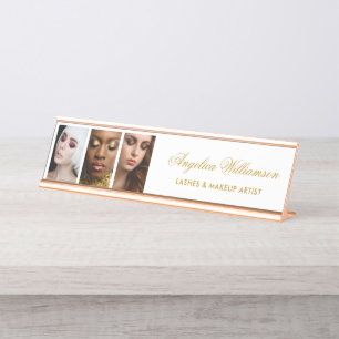 3 Foto Makeup Lashes Salon Name Plakat Schreibtischnamensplakette