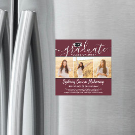 3 Foto Maroon Magnetic Abschluss Ankündigung