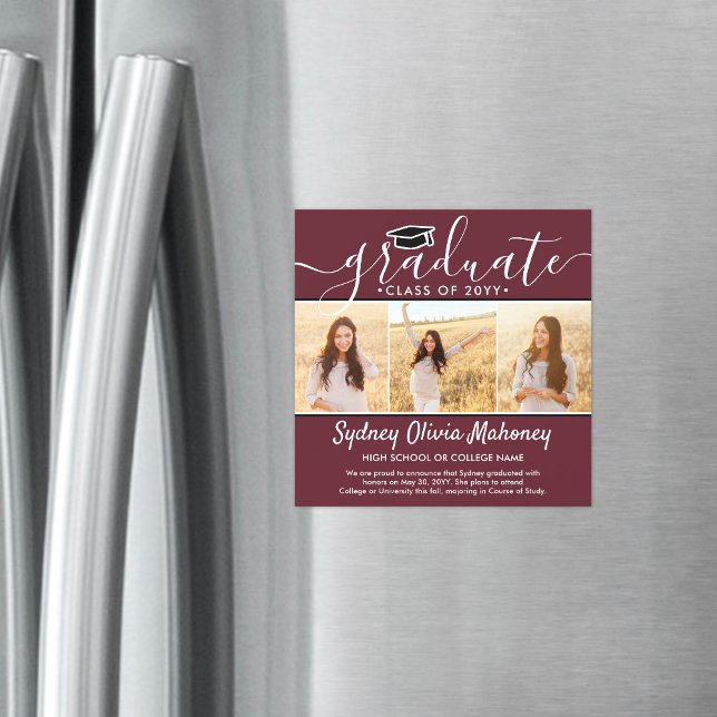 3 Foto Maroon Magnetic Abschluss Ankündigung (Von Creator hochgeladen)