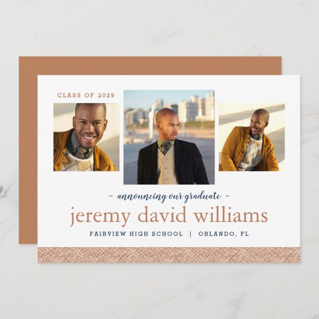 3 Foto Moderne Abschluss Ankündigung (Vorne/Hinten)