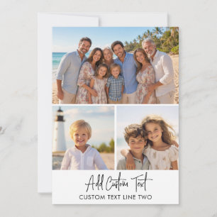 3 Foto Moderne Collage mit Script-Text - Weiß Feiertagskarte