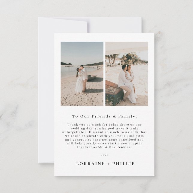 3 Foto Moderne Hochzeit Dankeschön Karte (Rückseite)