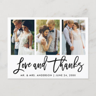 3 Foto Moderne Pinsel Schrift Hochzeit Liebe Danke Postkarte
