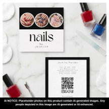 3 Foto-Nägel QR-Code Soziale Medien Schwarz-Weiß