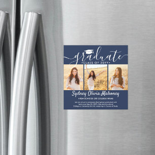 3 Foto Navy Blau Magnetische Abschlussanzeige Magneteinladung