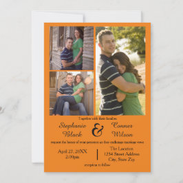 3 Foto Orange - Einladung zur Hochzeit