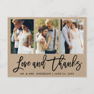 3 Foto-Pinsel Schrift Hochzeitsliebe Dank Kraft Postkarte