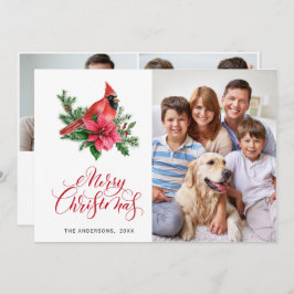 3 FOTO Poinsettia Roter Kardinal Weihnachtsgrüße Feiertagskarte