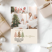 3 Foto Retro Winter Kisses & Snowflake Wünsche