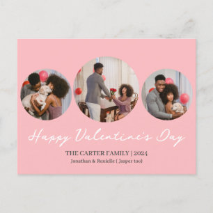 3 Foto Runde Collage Valentinstag Familie Feiertagspostkarte