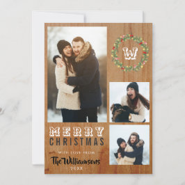 3 Foto Rustikales Holz Weihnachtsfeiertag Gruß Feiertagskarte