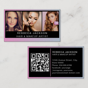 3-Foto-Salon Makeup-Haarstylistin individuell anpa Visitenkarte