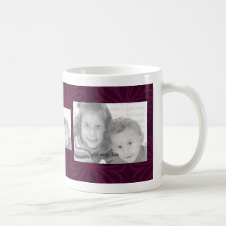 3 Foto-Schablonen-Tasse - Burgunder-Blumen Tasse