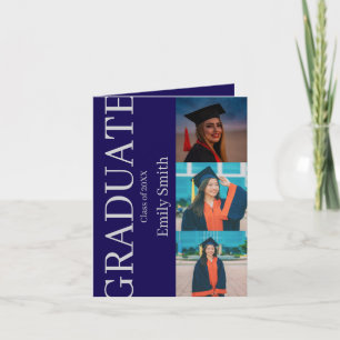3 Foto-seitige Typografie Elegante Graduierungspar Einladung