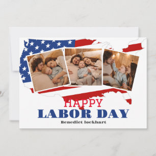 3 Foto Simple Elegant Labour Day mit US-Flagge Dankeskarte