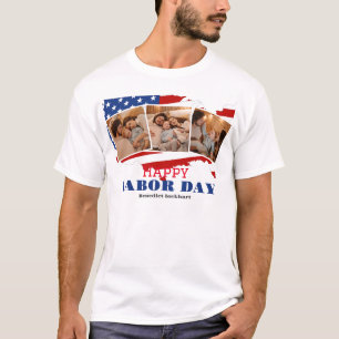 3 Foto Simple Elegant Labour Day mit US-Flagge T-Shirt