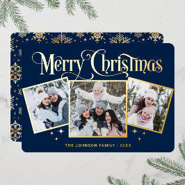 3 FOTO Sparkle Frohe Weihnachten Gold Folien Feiertagskarte