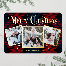 3 FOTO Sparkle Frohe Weihnachten Gold Folien Feiertagskarte