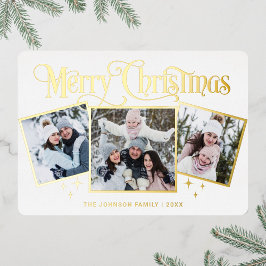 3 FOTO Sparkle Frohe Weihnachtsgrüße Gold Folien Feiertagskarte