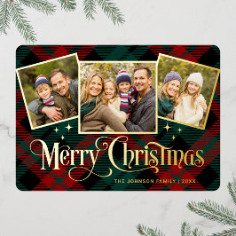 3 FOTO Sparkle Frohe Weihnachtsgrüße Gold Folien Feiertagskarte