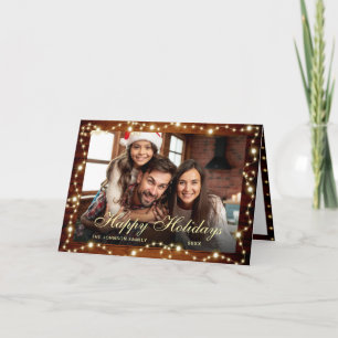 3 FOTO Sparkle Weihnachtslicht Rustikale Gruß Feiertagskarte