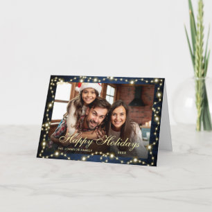 3 FOTO Sparkle Weihnachtslicht Rustikale Gruß Feiertagskarte