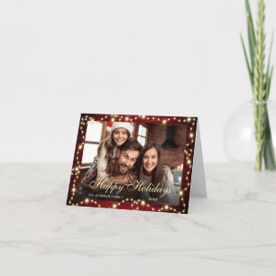 3 FOTO Sparkle Weihnachtslicht Rustikale Gruß Feiertagskarte