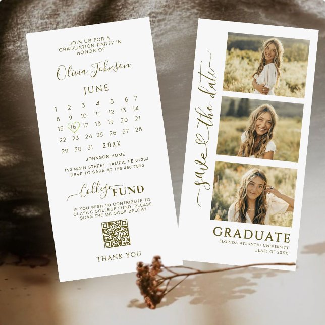 3 Foto Strip Abschluss Save the Date | QR-Code (Von Creator hochgeladen)