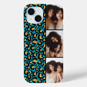 3 Foto Teal und Gold Leopardendruck Case-Mate iPhone Hülle