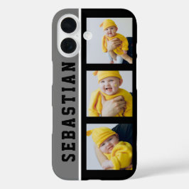 3 Foto und Name Einzigartig Personalisiert gemacht iPhone 16 Hülle