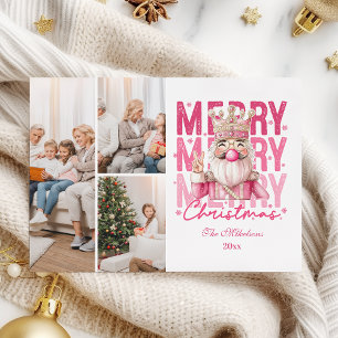 3 Foto Vintag Pink Nutcracker Weihnachten
