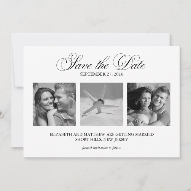 3-Foto-Vorlage Hochzeit - Save the Date (Vorderseite)
